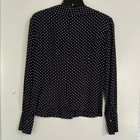 Anne Klein Black and White Long Sleeve Button Down Shirt - Picture 4 of 4